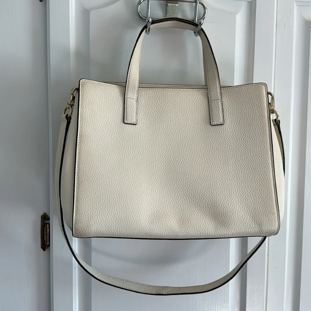 KATE SPADE ♠️ Leather Chantal Bridge Place Cream White Bow Satchel Shoulder Bag